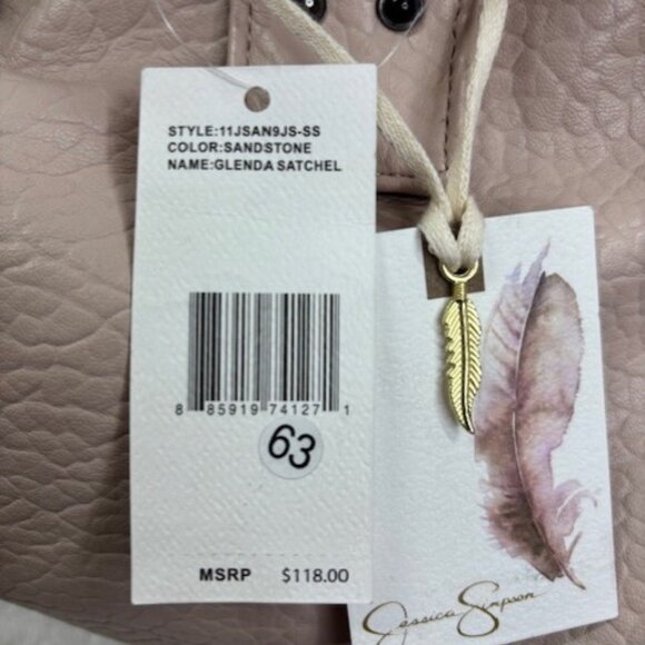 Jessica Simpson Women's Glenda Satchel/Shoulder Handbag Sandstone Blush NWT $118 - Picture 6 of 13